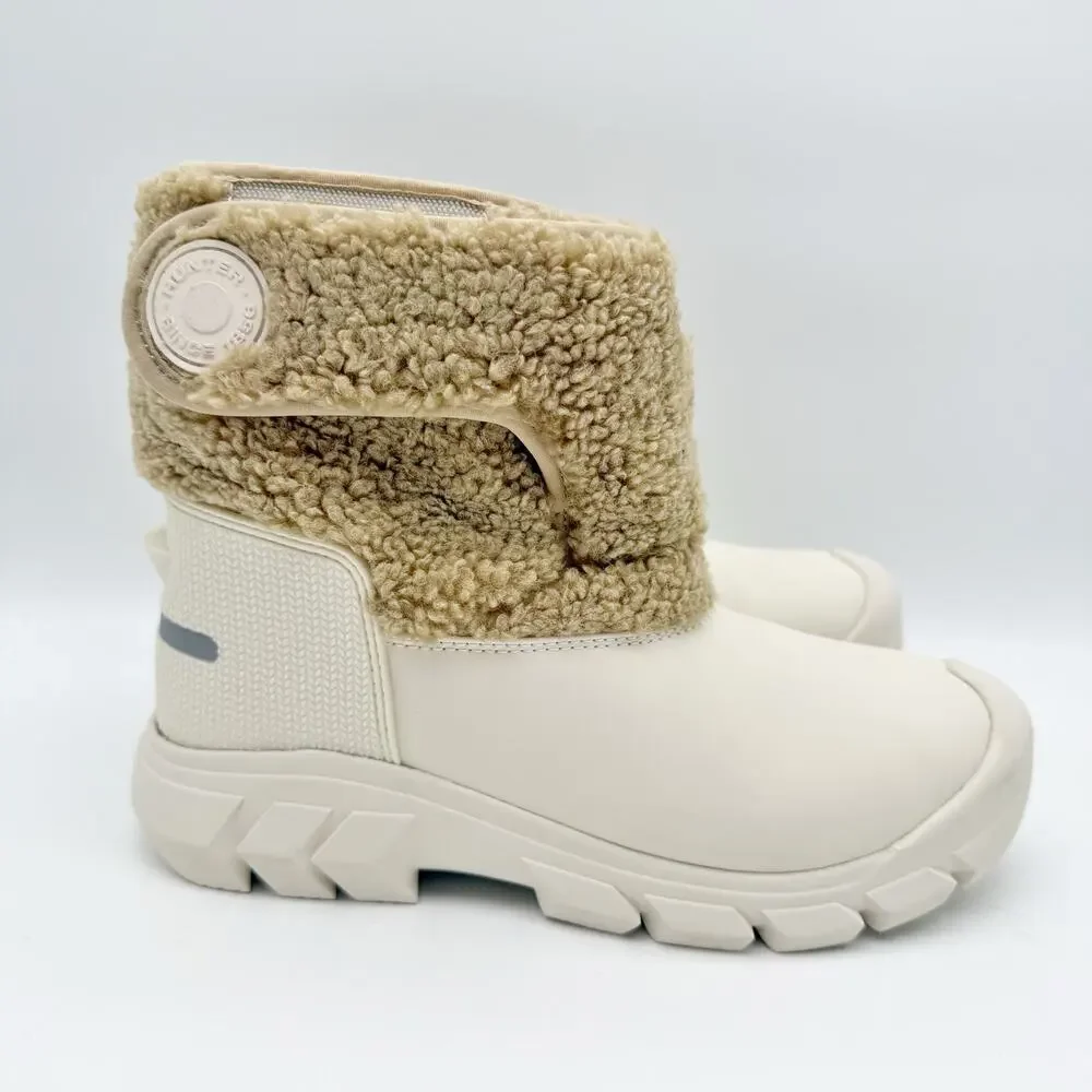Hunter Kids Intrepid Strap Dtl Boucle Snow Boot US 5 EU 36 White Tan EUC